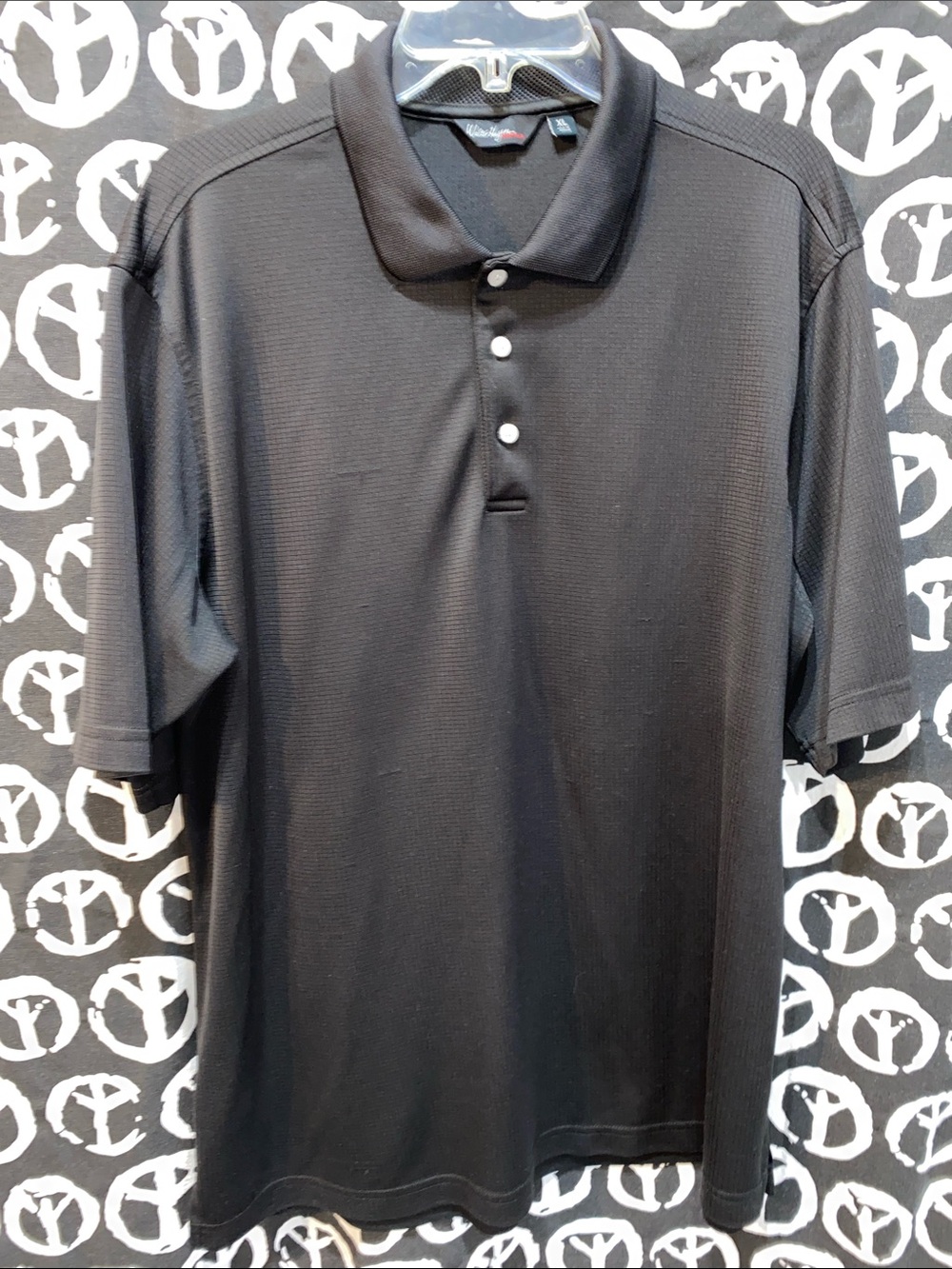 GOLF SHIRT 1/2 BUTTON UP BLACK SHORT SLEEVE SZ XL